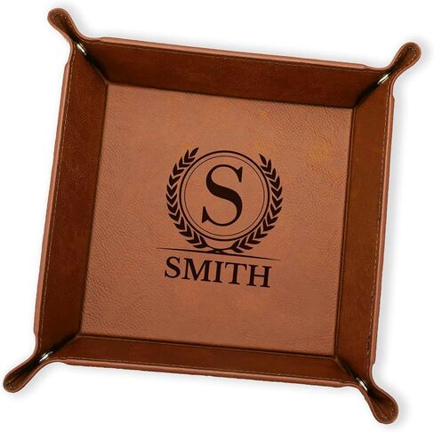 Personalized Valet Tray, Custom Engraved Leather Keys Tray for Men - Catchall Tray Organizer for Entryway Table, Unique Dad Birthday Gift from Daughter Son, Father Day in Kuwait