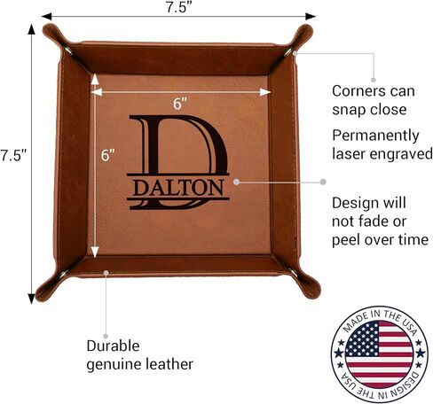 Personalized Valet Tray, Custom Engraved Leather Keys Tray for Men - Catchall Tray Organizer for Entryway Table, Unique Dad Birthday Gift from Daughter Son, Father Day in Kuwait