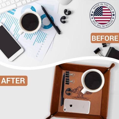 Personalized Valet Tray, Custom Engraved Leather Keys Tray for Men - Catchall Tray Organizer for Entryway Table, Unique Dad Birthday Gift from Daughter Son, Father Day in Kuwait