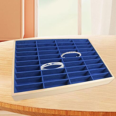 Jewelry Organizer Bracelet Holder Tabletop 40 Grids Multipurpose Bangle Display Storage for Photography Shopping Mall Props, Wood Beige in Saudi Arabia