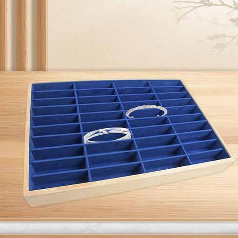 Jewelry Organizer Bracelet Holder Tabletop 40 Grids Multipurpose Bangle Display Storage for Photography Shopping Mall Props, Wood Beige in Saudi Arabia