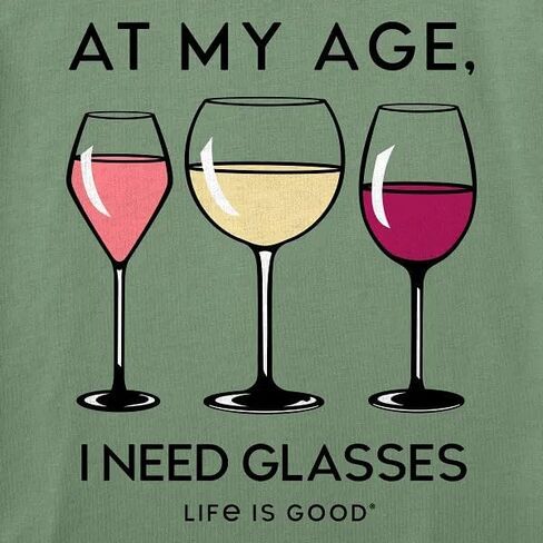 Life is Good. Women's I Need Wine Glasses Long Sleeve Crusher Vee, Granite Green in Saudi Arabia