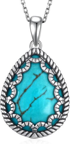 Genuine Turquoise Necklace 925 Sterling Silver Lightning Bolt Necklace Vintage Western Nature Gemstone Turquoise Jewelry for Women in Saudi Arabia