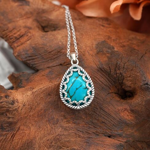 Genuine Turquoise Necklace 925 Sterling Silver Lightning Bolt Necklace Vintage Western Nature Gemstone Turquoise Jewelry for Women in Saudi Arabia