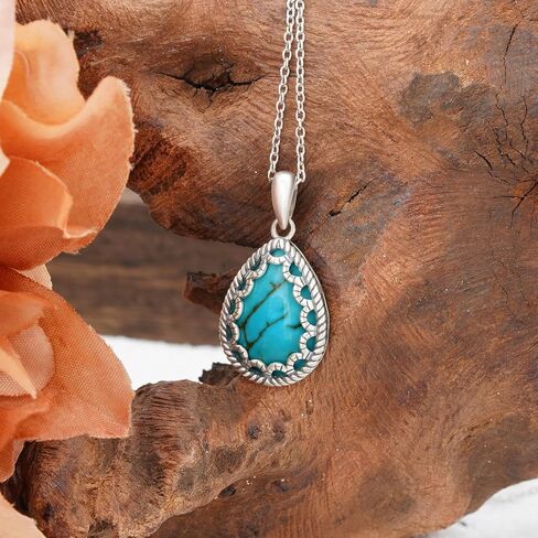 Genuine Turquoise Necklace 925 Sterling Silver Lightning Bolt Necklace Vintage Western Nature Gemstone Turquoise Jewelry for Women in Saudi Arabia