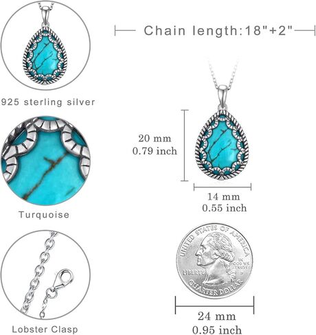 Genuine Turquoise Necklace 925 Sterling Silver Lightning Bolt Necklace Vintage Western Nature Gemstone Turquoise Jewelry for Women in Saudi Arabia