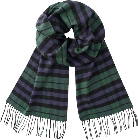 CALVIN & OLIVIA Ultra-Soft Winter Cashmere Feel Scarf Plaid Multi-Color Warm Long Unisex Winter Scarves Perfect Holiday Gift for Women Men Dark Green Beige Tartan in Saudi Arabia