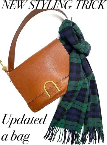 CALVIN & OLIVIA Ultra-Soft Winter Cashmere Feel Scarf Plaid Multi-Color Warm Long Unisex Winter Scarves Perfect Holiday Gift for Women Men Dark Green Beige Tartan in Saudi Arabia