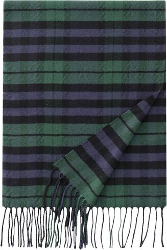 CALVIN & OLIVIA Ultra-Soft Winter Cashmere Feel Scarf Plaid Multi-Color Warm Long Unisex Winter Scarves Perfect Holiday Gift for Women Men Dark Green Beige Tartan in Saudi Arabia