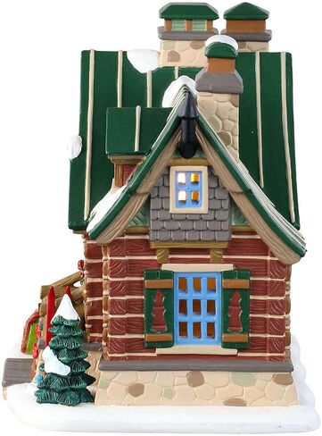 Lemax 95474 - Pine Peak Retreat - 2019 - Porcelain House with Inside Scene - Christmas Village - Illuminated & Battery Operated in Saudi Arabia