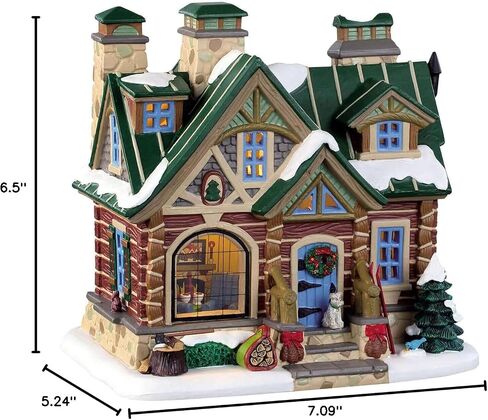 Lemax 95474 - Pine Peak Retreat - 2019 - Porcelain House with Inside Scene - Christmas Village - Illuminated & Battery Operated in Saudi Arabia