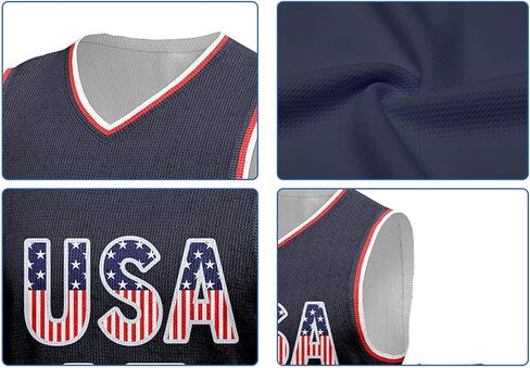 Men's USA Basketball Jersey White Black Tank Number America Flag Basketball Uniform Red White Blue Top for Sports Training in Saudi Arabia