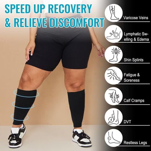 Plus Size Compression Sleeves for Calves Women Wide Calf Compression Legs Sleeves Men 7XL, Relieve Varicose Veins, Edema, Swelling, Soreness, Shin splints, for Work, Travel, Sports and Daily Wear in Saudi Arabia