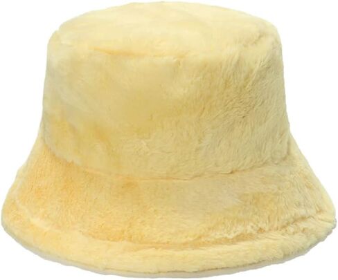 Women Faux Fur Bucket Hat Fuzzy Warm Winter Hat Fisherman Cap Solid Color in Saudi Arabia