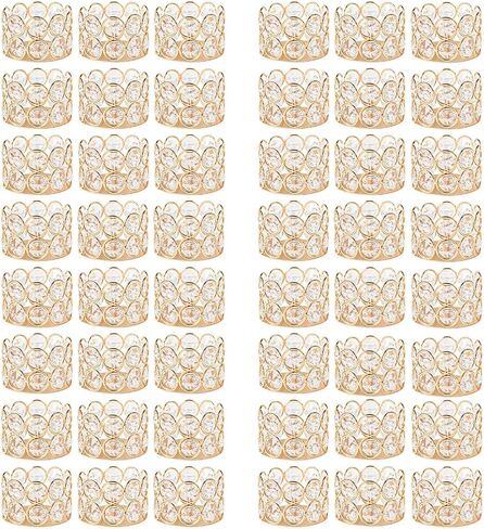 12 Pack Gold Metal Crystal Tea Light Candle Holders - 2.4"x1.6" Bulk Small Votive Candle Holders for Wedding, Home, Party Table Centerpiece Decorations in Saudi Arabia