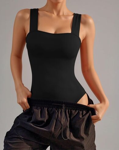 Women's Tank Top Bodysuit for Women Square Neck Sleeveless Backless Body Suit Tops in Saudi Arabia