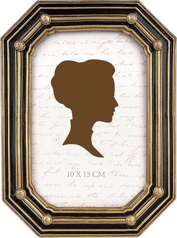 AELS 8x10 Inch Vintage Picture Frame, Elegant Antique Photo Frames with Glass Front, Photo Display, Tabletop Wall Hanging, Gift Ideas, Gold and Black Polygon in Saudi Arabia