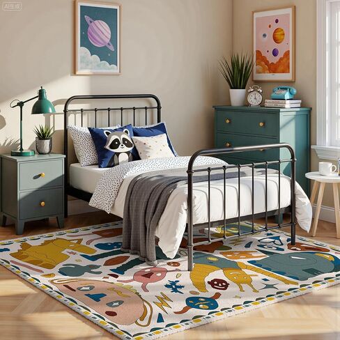 سجادة أطفال Nayoroom ذات طابع الفضاء الديناصورات المرصعة بالنجوم مقاس 5 × 7 - سجادة لعب ناعمة لغرفة نوم الأطفال الصغار وغرفة اللعب - ديكور حيوانات محشو على شكل كوكب ديناصور غريب الأطوار. in Kuwait