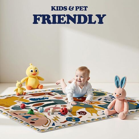 سجادة أطفال Nayoroom ذات طابع الفضاء الديناصورات المرصعة بالنجوم مقاس 5 × 7 - سجادة لعب ناعمة لغرفة نوم الأطفال الصغار وغرفة اللعب - ديكور حيوانات محشو على شكل كوكب ديناصور غريب الأطوار. in Kuwait