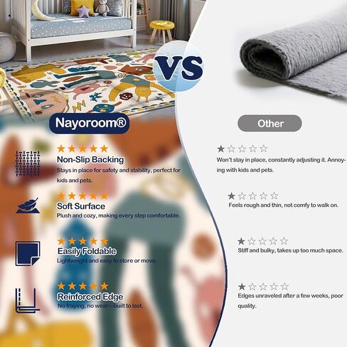 سجادة أطفال Nayoroom ذات طابع الفضاء الديناصورات المرصعة بالنجوم مقاس 5 × 7 - سجادة لعب ناعمة لغرفة نوم الأطفال الصغار وغرفة اللعب - ديكور حيوانات محشو على شكل كوكب ديناصور غريب الأطوار. in Kuwait