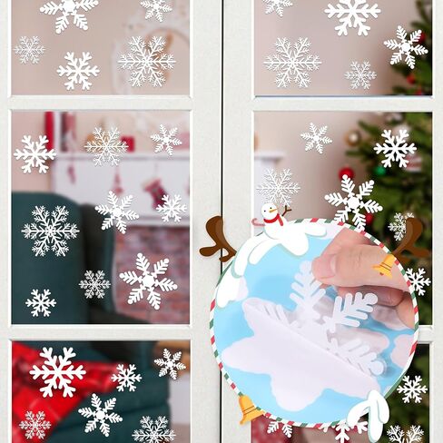 360Pcs Snowflake Christmas Window Clings, Static Christmas Window Stickers Creative White Christmas Decorations Winter Xmas Decals Party Supplies(8-Sheet) in Saudi Arabia