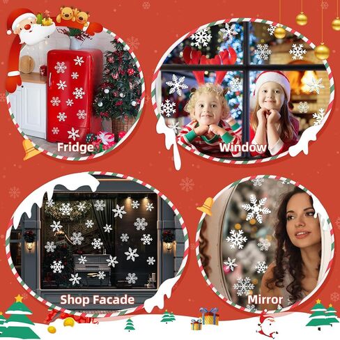 360Pcs Snowflake Christmas Window Clings, Static Christmas Window Stickers Creative White Christmas Decorations Winter Xmas Decals Party Supplies(8-Sheet) in Saudi Arabia