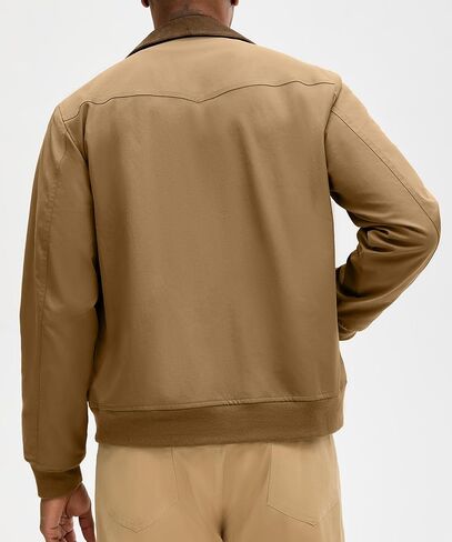 HOTake Men's Bomber Jacket Cotton Lightweight Casual Jacket with Corduroy Collar in Saudi Arabia