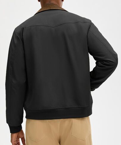 HOTake Men's Bomber Jacket Cotton Lightweight Casual Jacket with Corduroy Collar in Saudi Arabia