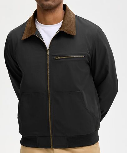 HOTake Men's Bomber Jacket Cotton Lightweight Casual Jacket with Corduroy Collar in Saudi Arabia