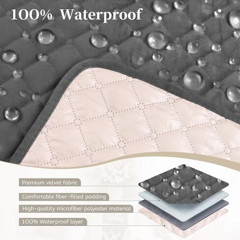 Sectional Couch Covers for Dogs 100% Waterproof Corner L Shaped Sofa Cover Pet Friendly Velvet Washable Anti Slip L Shape Modular Sofa Slipcover Protector with Pockets (Dark Gray, XX-Large) in Saudi Arabia
