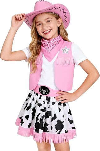 Gomukot Kids Cowgirl Costume for Girls Western Rodeo Outfit Halloween Costume Party Dress Up in Kuwait