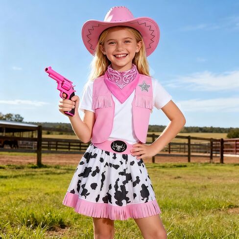 Gomukot Kids Cowgirl Costume for Girls Western Rodeo Outfit Halloween Costume Party Dress Up in Kuwait