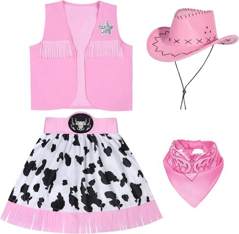 Gomukot Kids Cowgirl Costume for Girls Western Rodeo Outfit Halloween Costume Party Dress Up in Kuwait