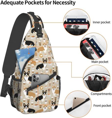 Corgi Sling Bag Crossbody Sling Backpack Gifts For Corgi Lovers Travel Chest Bag Daypack Purses Shoulder Bag Women Men's in Kuwait