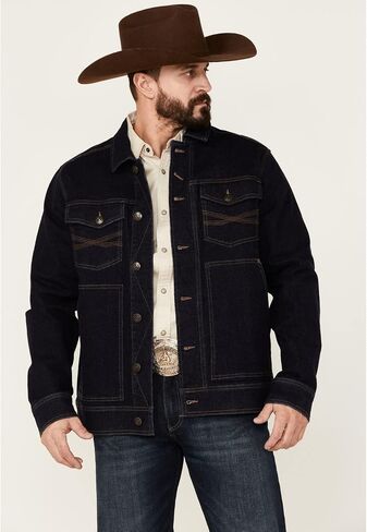 Men's Button-Down Dark Denim Trucker Jacket - Brsp22o01-Darkblue in Saudi Arabia