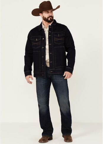 Men's Button-Down Dark Denim Trucker Jacket - Brsp22o01-Darkblue in Saudi Arabia