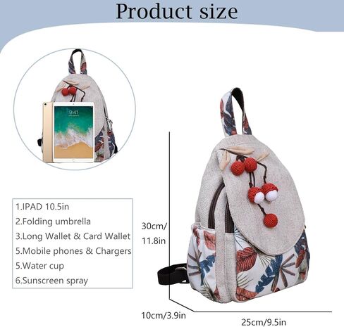 Cute personality women's backpack, ladies' canvas shoulder bag, hand-made original lychee art personality ultra-light multi-compartment small in Saudi Arabia