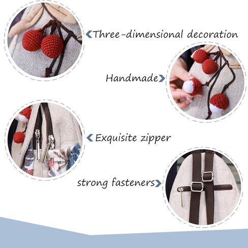 Cute personality women's backpack, ladies' canvas shoulder bag, hand-made original lychee art personality ultra-light multi-compartment small in Saudi Arabia