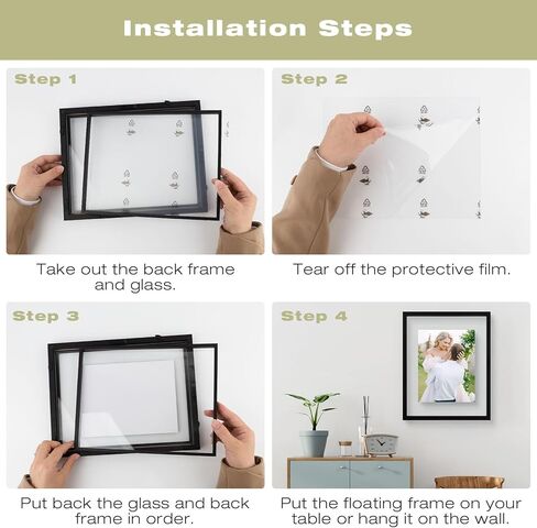 11x14 Floating Picture Frame - Brown Solid Wood Pressed Flower Frame - Real Glass of Front - Use as 8x10 Picture Frame or 5x7 Picture Frame - for Wall Mount Display (Brown, 1 Pack) in Kuwait