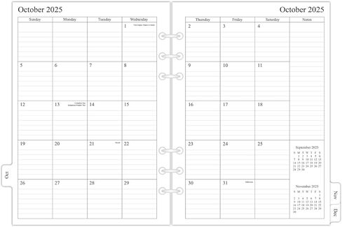 newestor 2024-2025 إعادة تعبئة المخطط الشهري لملف A5، صفحتين في الشهر، 18 شهرًا من يوليو 2024 - ديسمبر 2025، 5.6 بوصة × 8.25 بوصة، 6 فتحات مثقوبة in Kuwait