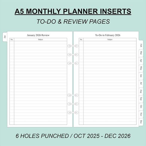 newestor 2024-2025 إعادة تعبئة المخطط الشهري لملف A5، صفحتين في الشهر، 18 شهرًا من يوليو 2024 - ديسمبر 2025، 5.6 بوصة × 8.25 بوصة، 6 فتحات مثقوبة in Kuwait