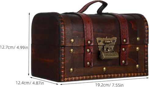 6272a Vintage Wooden Treasure Chest Lock Antique Decorative Storage Box for Keepsakes Trinkets Jewelry European Handmade Case Dark Brown in Saudi Arabia