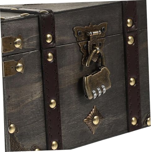 Vintage Wooden Treasure Box with Lock Versatile Storage Case for Jewelry and Sundries Portable Pirate Chest Design for Home Decor and present Giving in Saudi Arabia