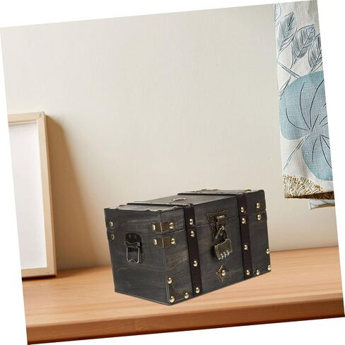 Vintage Wooden Treasure Box with Lock Versatile Storage Case for Jewelry and Sundries Portable Pirate Chest Design for Home Decor and present Giving in Saudi Arabia