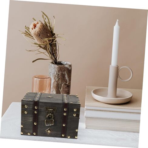 Vintage Wooden Treasure Box with Lock Versatile Storage Case for Jewelry and Sundries Portable Pirate Chest Design for Home Decor and present Giving in Saudi Arabia