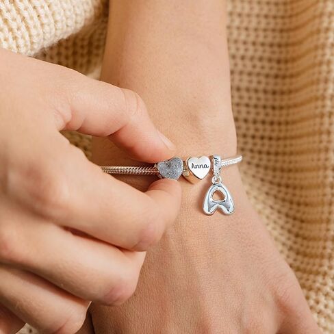 925 Sterling Silver Letter Charms for Bracelet Alphabet Bubble Initial Dangle Charms Beads Jewelry Gifts for Women in Saudi Arabia