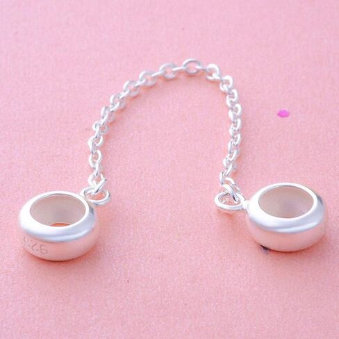 Hoobeads 925 Sterling Silver Stopper Safety Chain Bead Charm For European Charm Bracelets in Saudi Arabia