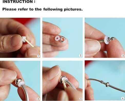 Hoobeads 925 Sterling Silver Stopper Safety Chain Bead Charm For European Charm Bracelets in Saudi Arabia