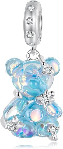Bear Charms for Women - 925 Sterling Silver Cute Candy Bear Pendant, Colorful Cute Bears Can be Paired Necklace, Bracelets, and Pendants, Suitable for Women to Wear in Saudi Arabia