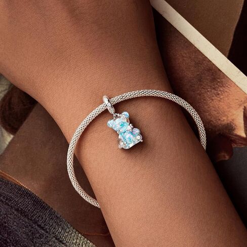 Bear Charms for Women - 925 Sterling Silver Cute Candy Bear Pendant, Colorful Cute Bears Can be Paired Necklace, Bracelets, and Pendants, Suitable for Women to Wear in Saudi Arabia